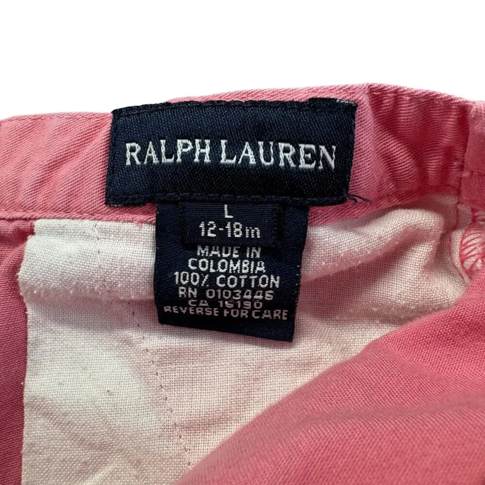 Ralph Lauren Pants Baby Girl Large 12-18 Months Pink Pockets Stretch Cute Cotton